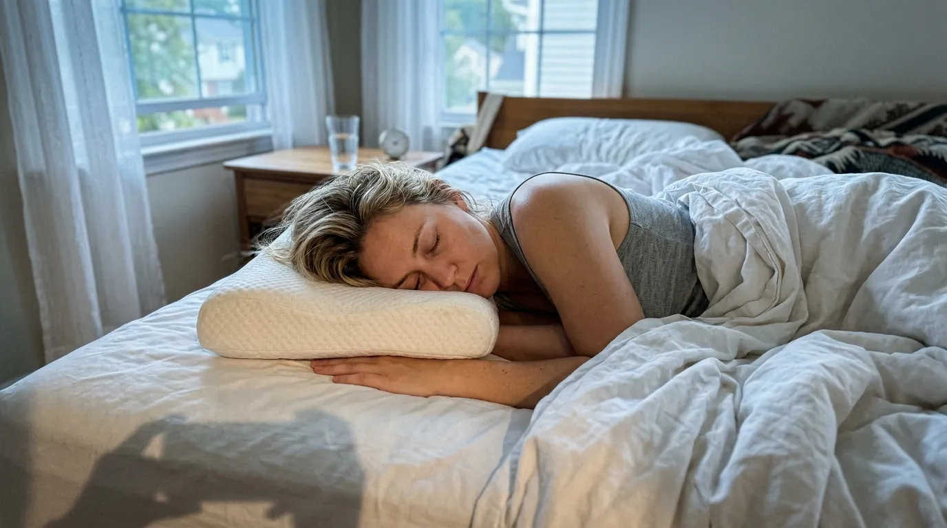 Person som sover djupt i ergonomisk sovställning