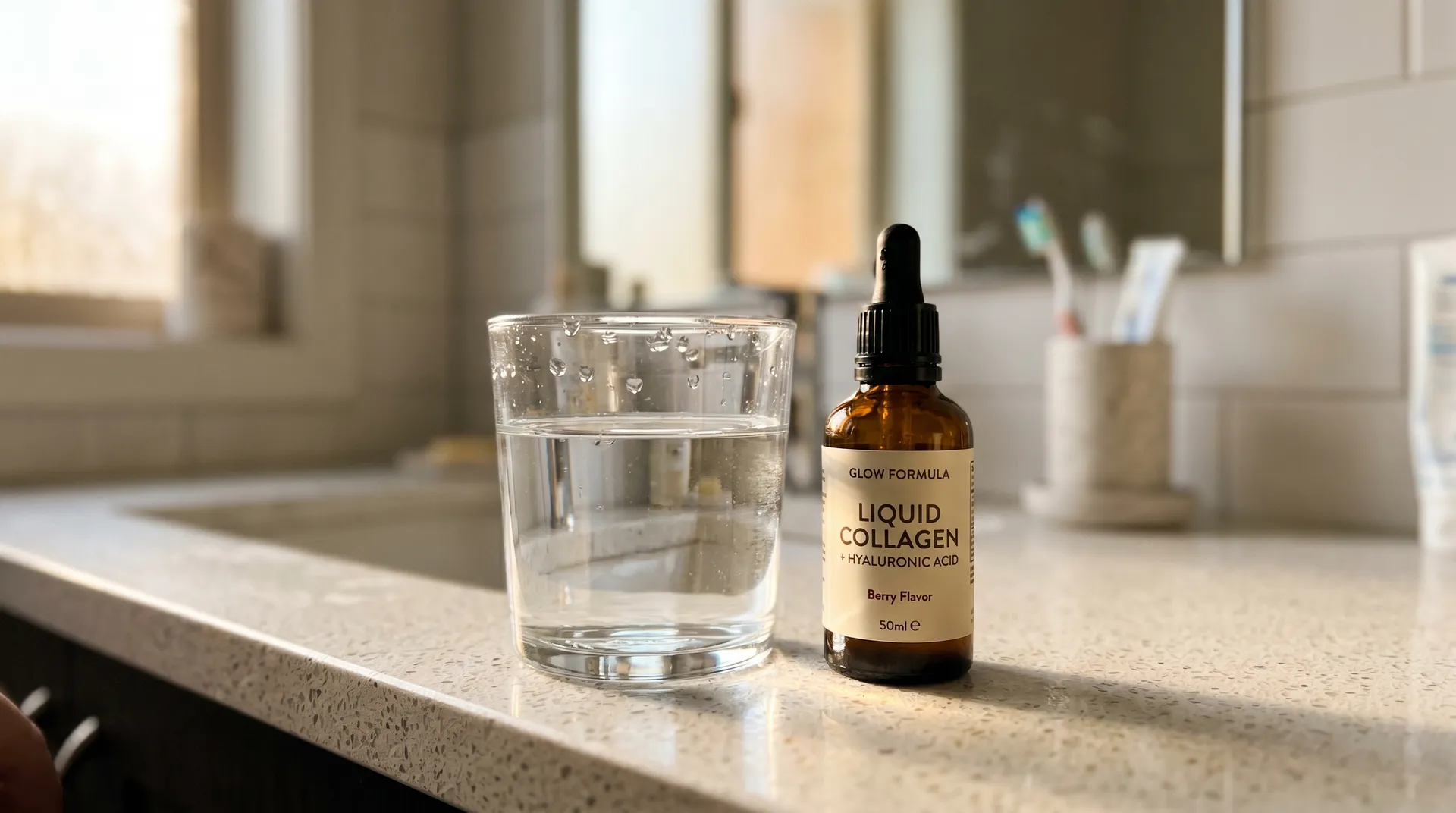 Kollagen och hyaluronsyra molekyler i hudvävnad