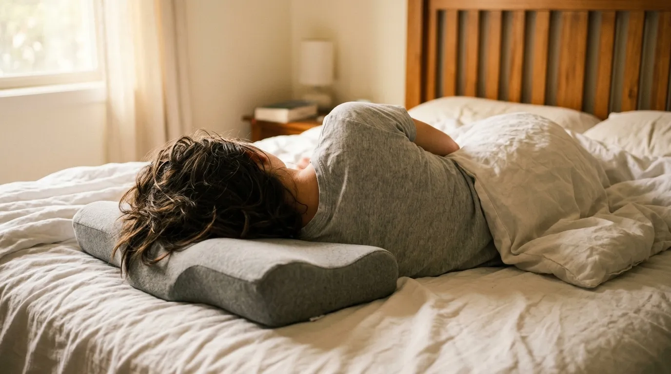 Person som sover på sidan med ergonomisk kudde