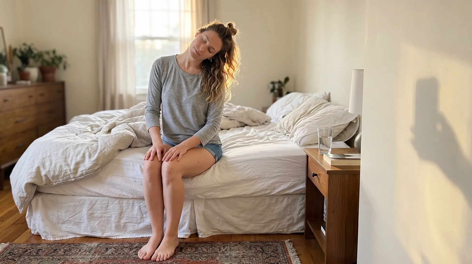 Demonstration av nackstretchövningar