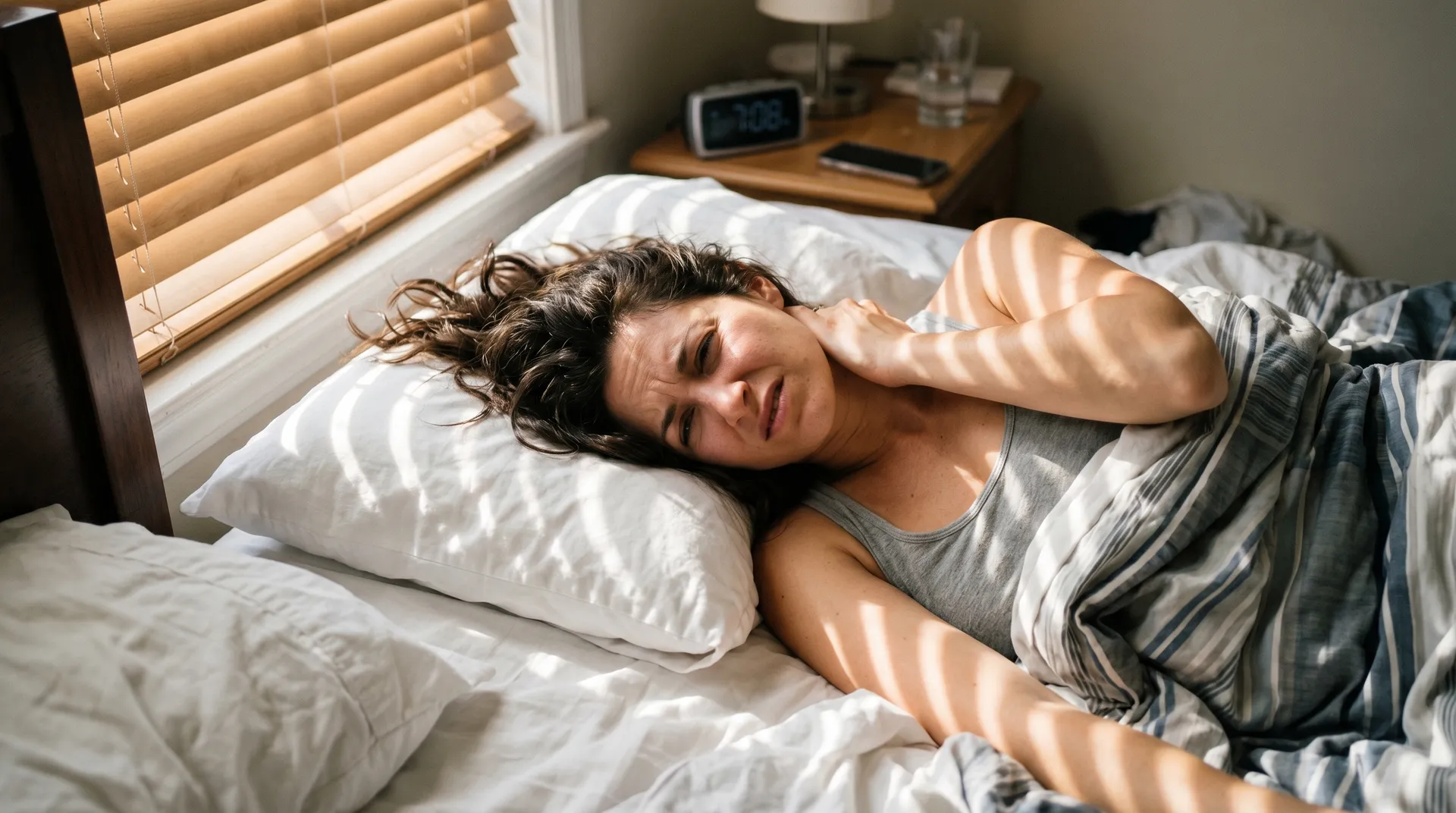 Person vaknar med nacksmärta och spärr i nacken