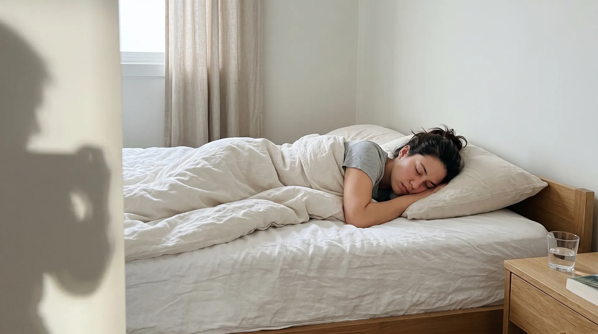 Person som sover gott i svalt sovrum med rätt temperatur