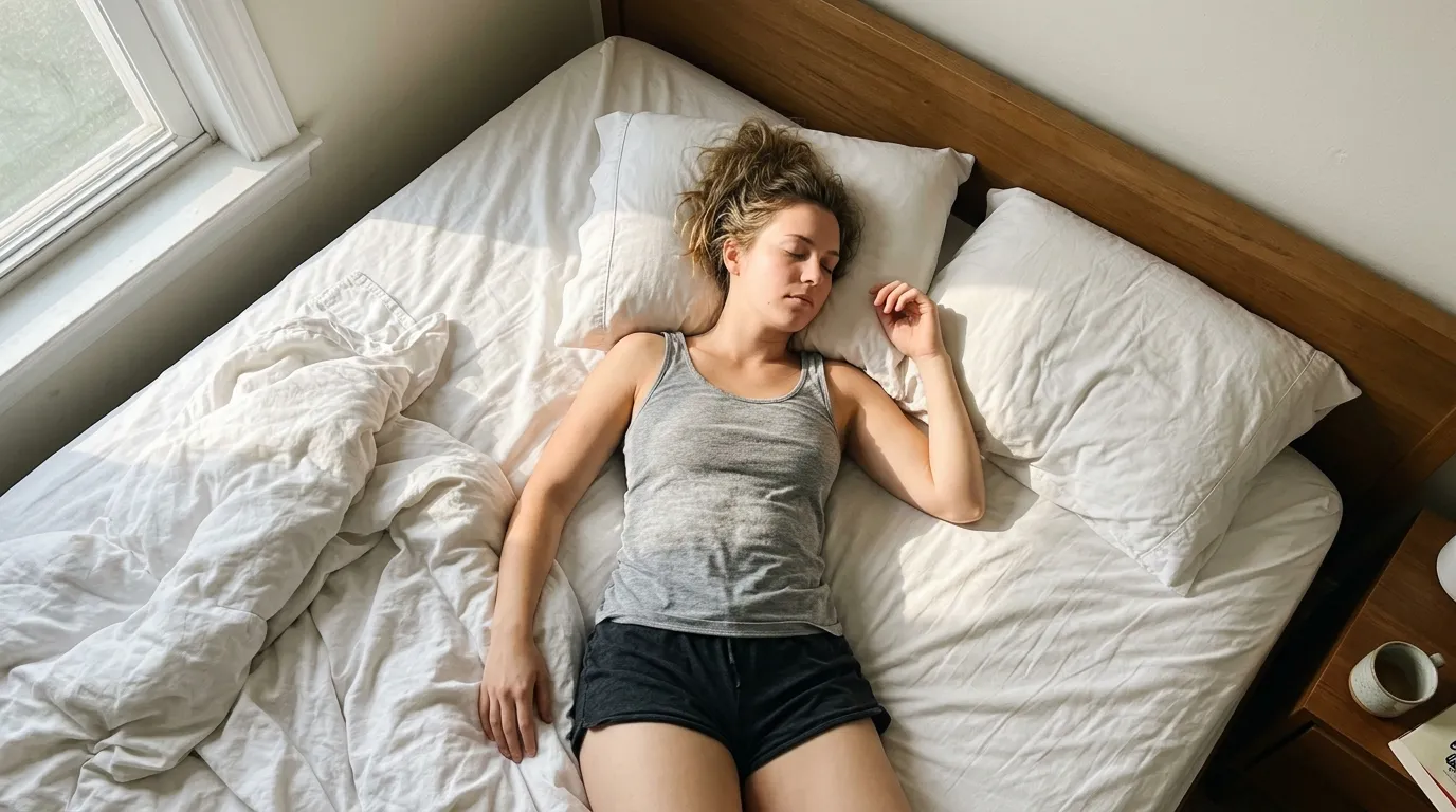 Person som sover i olika sovställningar med fokus på optimal rygg- och nackställning